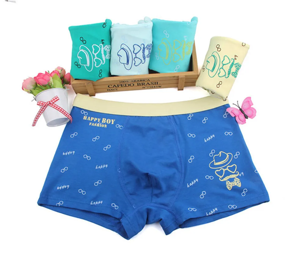 5pcs Soft Organic Cotton Kids Boys Underwear Shorts Panties Pure Color