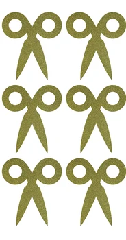 

3.3x3.8cm Scissors pointing down gold glitter sticker label