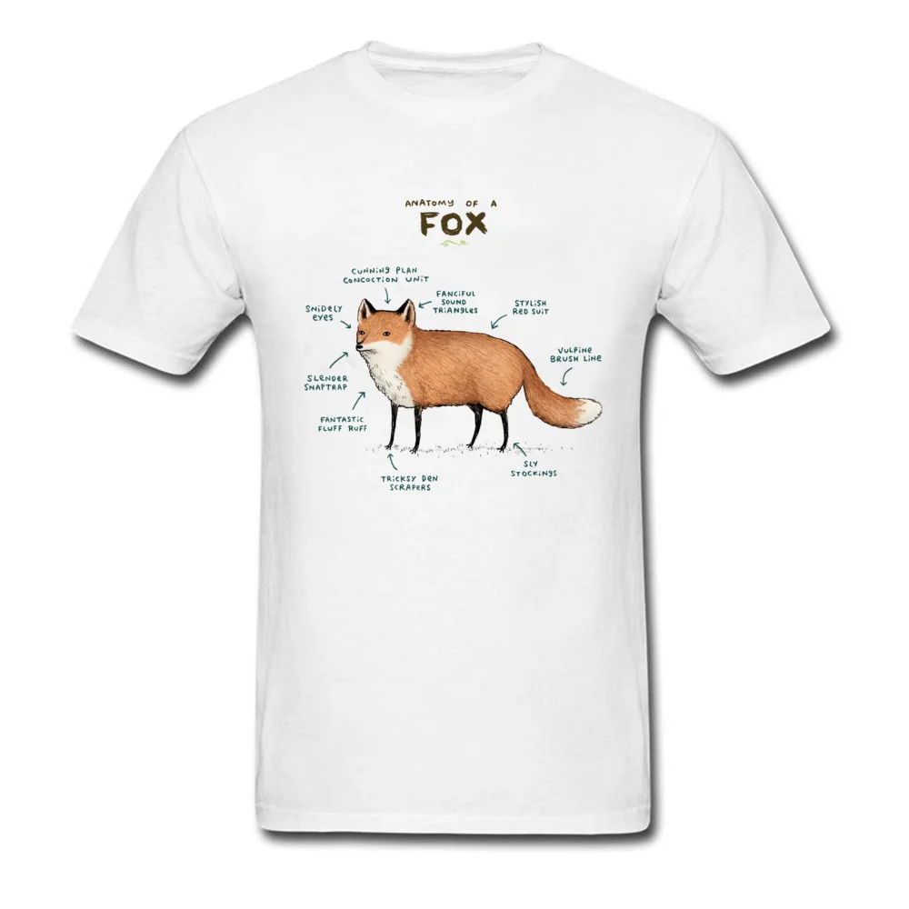 Anatomy of a Fox 3D Printed Tops Tees Short Sleeve for Men Pure Cotton Thanksgiving Day Crew Neck T Shirts Unique Tees Family Anatomy of a Fox white