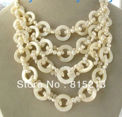 

N943 3Strands Gray Rainbow Freshwater Pearl Necklace Shell Clasp N Discount NEW