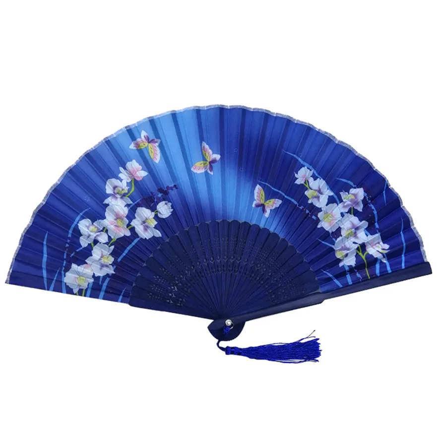 Best New Flower Butterfly Pattern Folding Fan 1pc Chinese Bamboo Folding Fans Women #039;s Hollowed Bamboo Hand Dancing Fan 0703#30