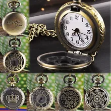 Hot Fashion Vintage Retro Bronze Quartz Pocket Watch Pendant Chain Men Women Necklace Pendant Chiristmas Gift
