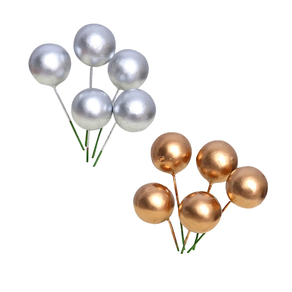 

10PCS Gold Silver Ball Shaped Paper Jam DIY Cake Insert Topper Card Gift Cup Cake Paper Toothpick Party Birthday Cake Decoration