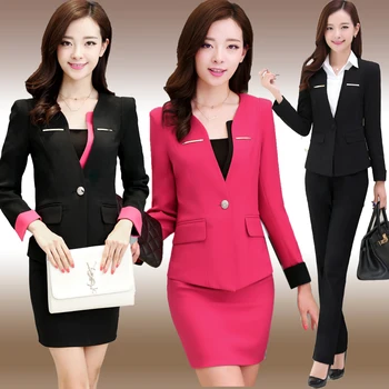 

S-6XL free shipping plus size womens dress suit OL hotel reception beautician workwears women clothes set top+pant dress CSWC005