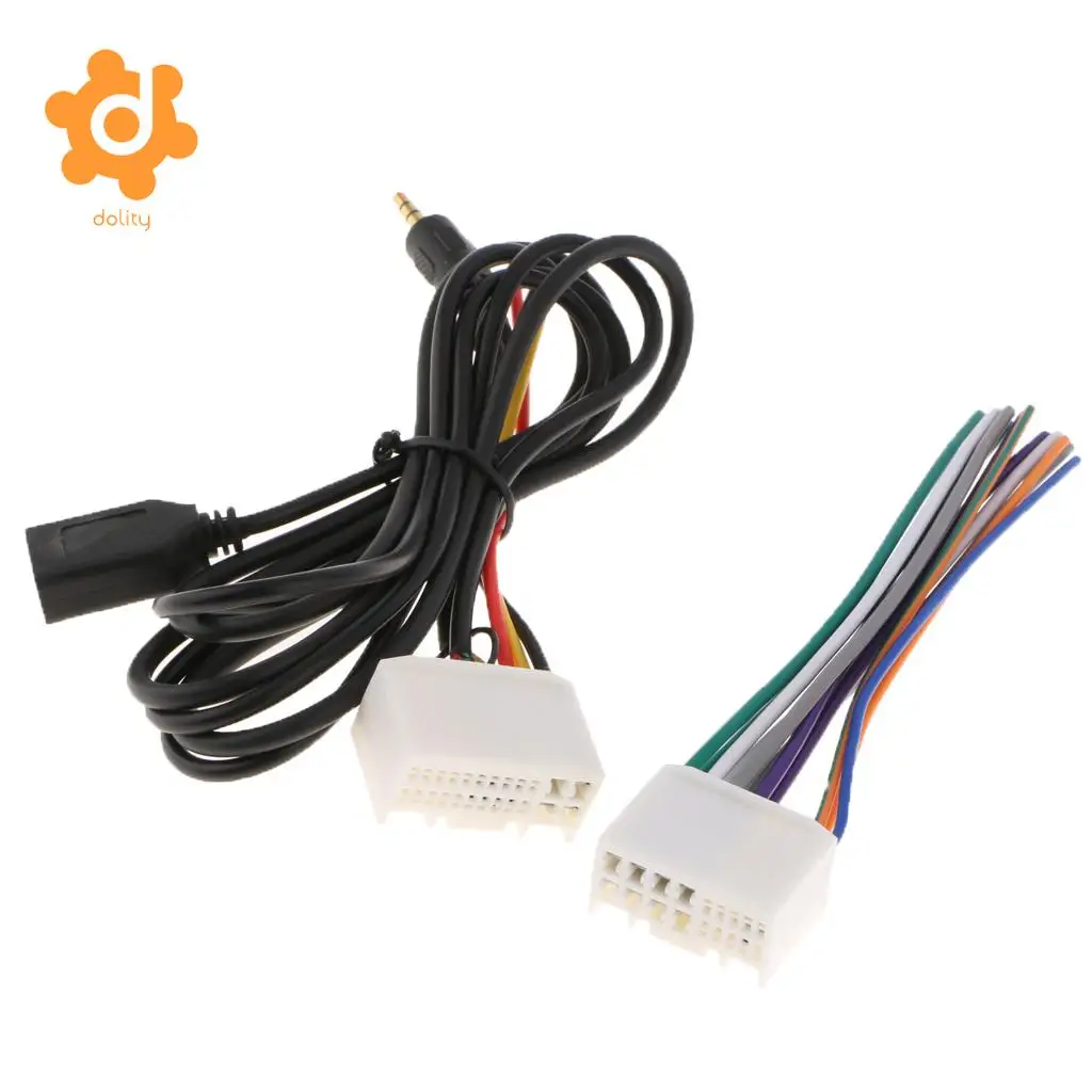 Car Audio Cable Harness Plug W/ USB AUX Line for KIA K2 K5 Hyundai