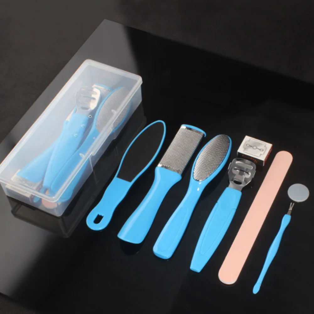 Profesional 8 unids/set herramienta de pedicura Archivo de cuidado de los pies para los pies talones del dedo del pie Kit de cutícula Archivo de pedicura Set eliminador de belleza herramienta