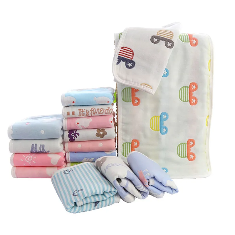 

Baby Handkerchief rectangle animals Pattern Towel 26x52cm Muslin Cotton Infant Face Towel Wipe Cloth