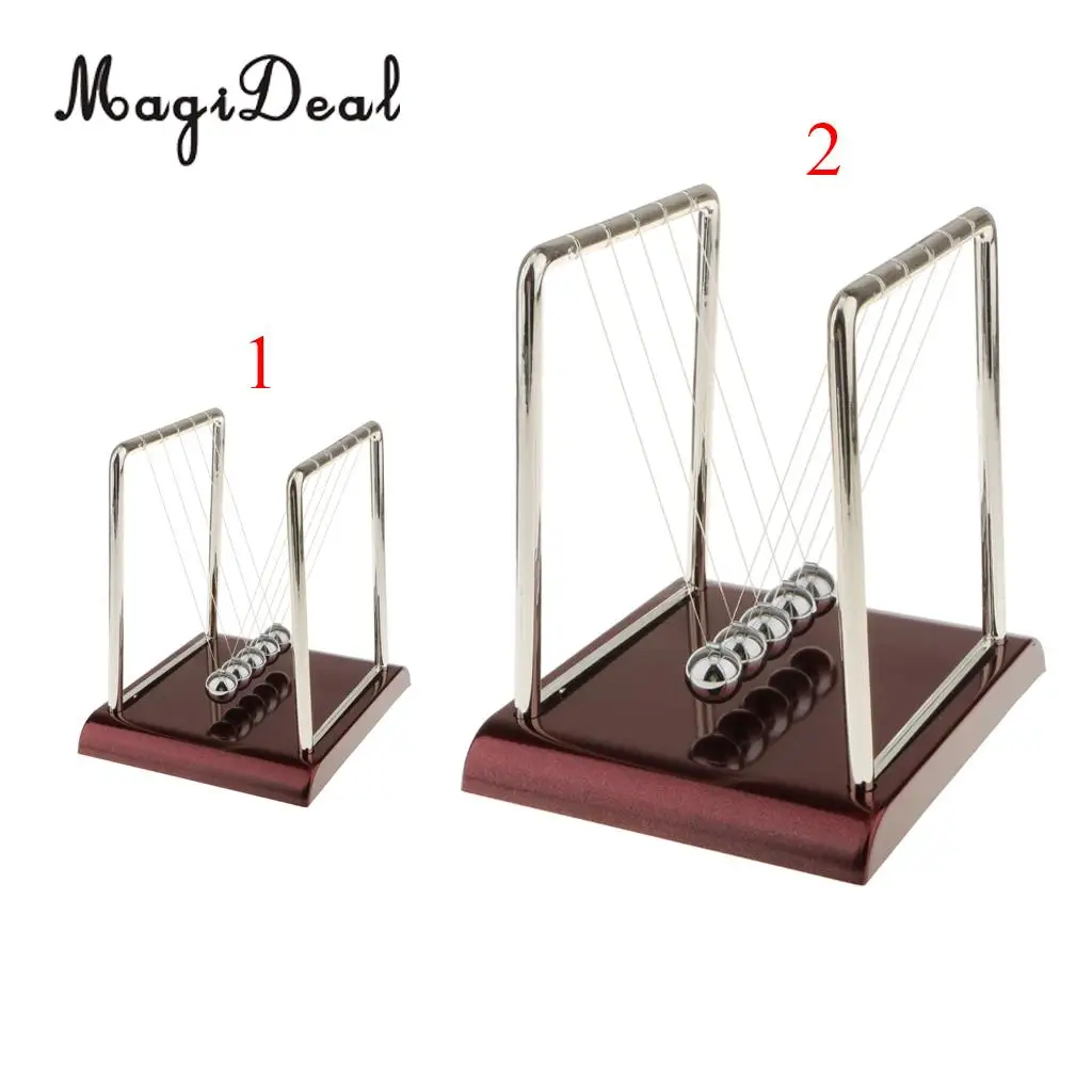 MagiDeal 1Pc Newton Cradle Balance Ball Physics Science Pendulum Educational Toy Square-S for Bookstore Classroom Table Decor