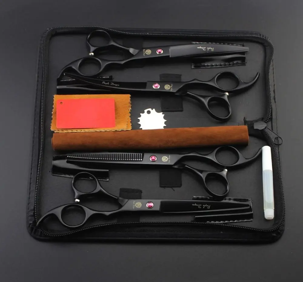 

Purple Dragon Professional Pet Grooming Scissors Set 7 in High Quality Straight & Thinning & Curved Scissors 4pcs Set Dog Shears
