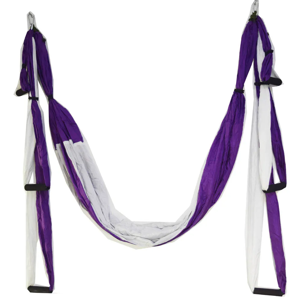 Воздушный Летающий гамак для йоги, Воздушный Гамак для йоги, пояс для фитнеса, качающийся гамак с нагрузкой 440Lb - Цвет: Violet and White