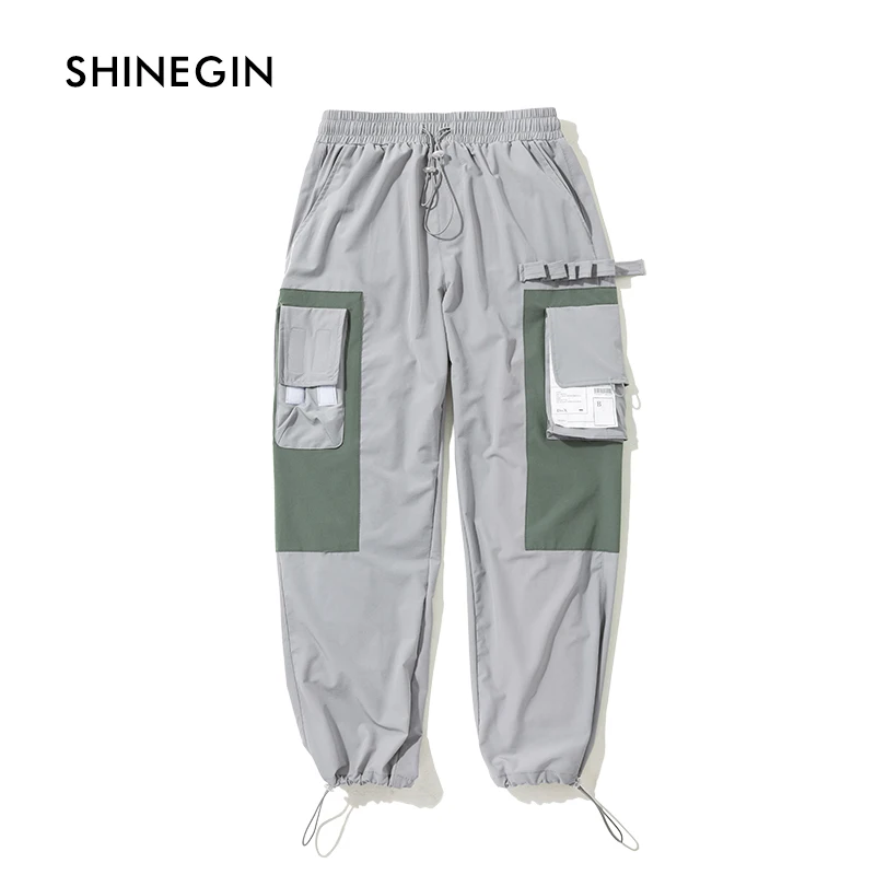 SHINEGIN Harajuku Multi-Pockets trousers men pants quick dry track pants men tactical patchwork pants men pocket trousers 059W