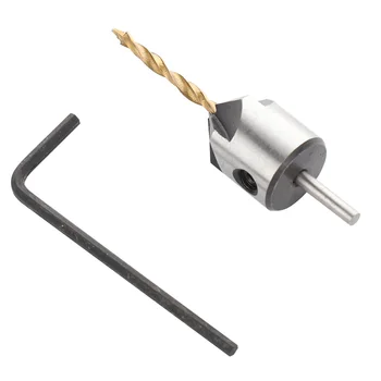 

Countersink Drill Bit Set Carpentry Reamer Woodworking Chamfer Drill Bit Carbon steel+45# Steel Drill Bit Wrench