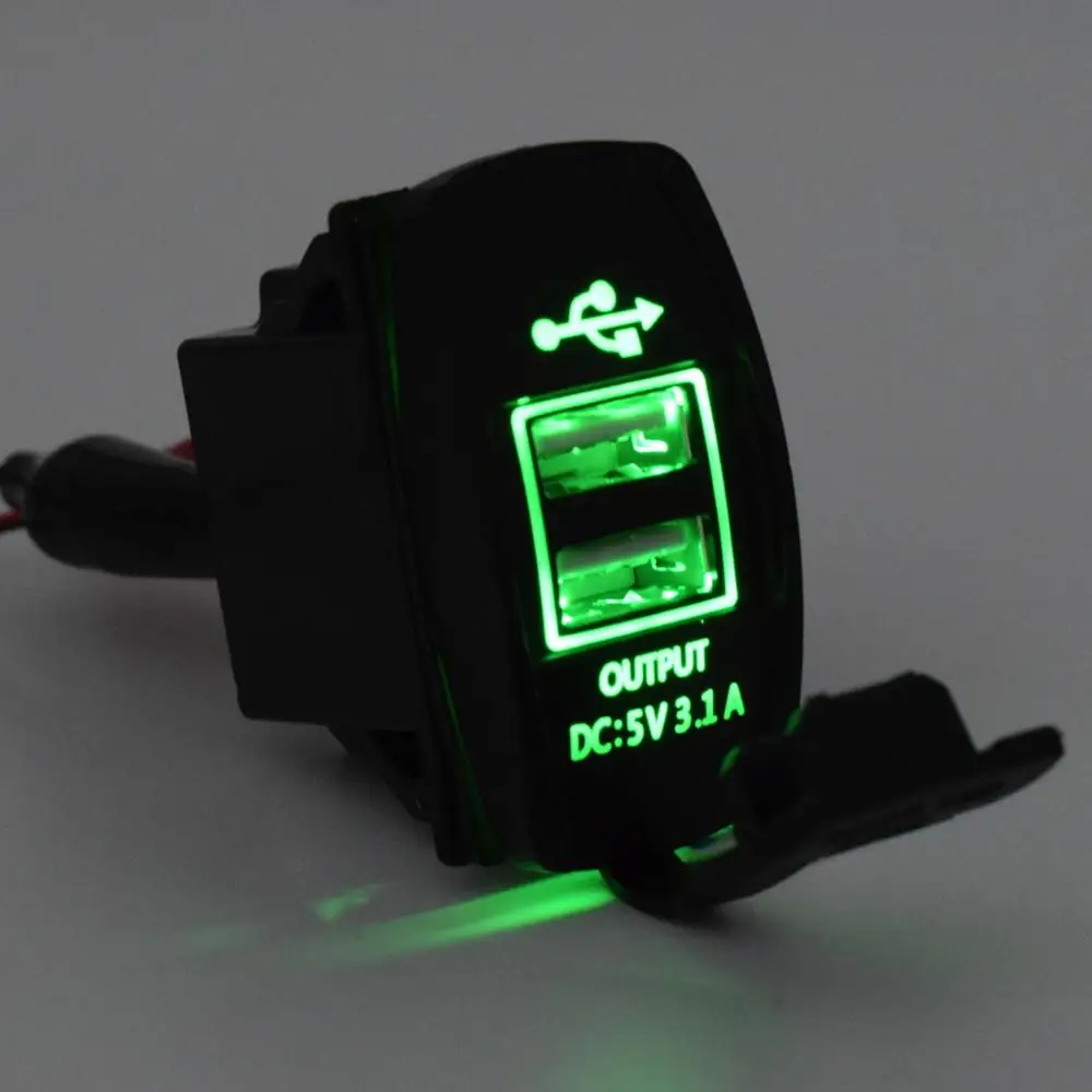 XCGaoon Универсальный двойной USB Автомобильное зарядное устройство адаптер питания 5 В 3.1A 2 USB разъем для iPhone IPad samsung fit Honda Toyota Nissan и т. Д - Название цвета: Green Lights