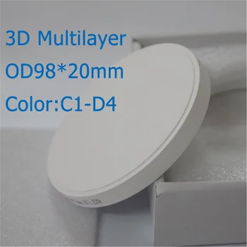 

1 Piece OD98*20mm C1-D4 7 Color Dental Zirconia Block 3D Multilayer Gradient Zirconia Materials for All-Ceramic Dental Material