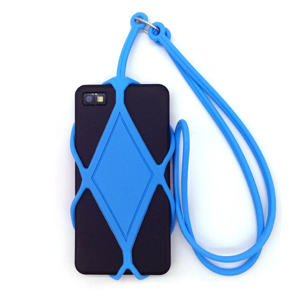 JINHF универсальный силиконовый для мобильных телефонов ремешок держатель чехол для телефона шейный ремень ожерелье слинг для смартфона - Цвет: blue