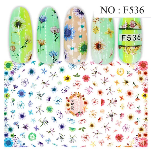 1 лист наклейки для ногтей цветы переводные наклейки для ногтей художественная наклейка маникюрные обертки Слайдеры для украшения ногтей - Color: 4