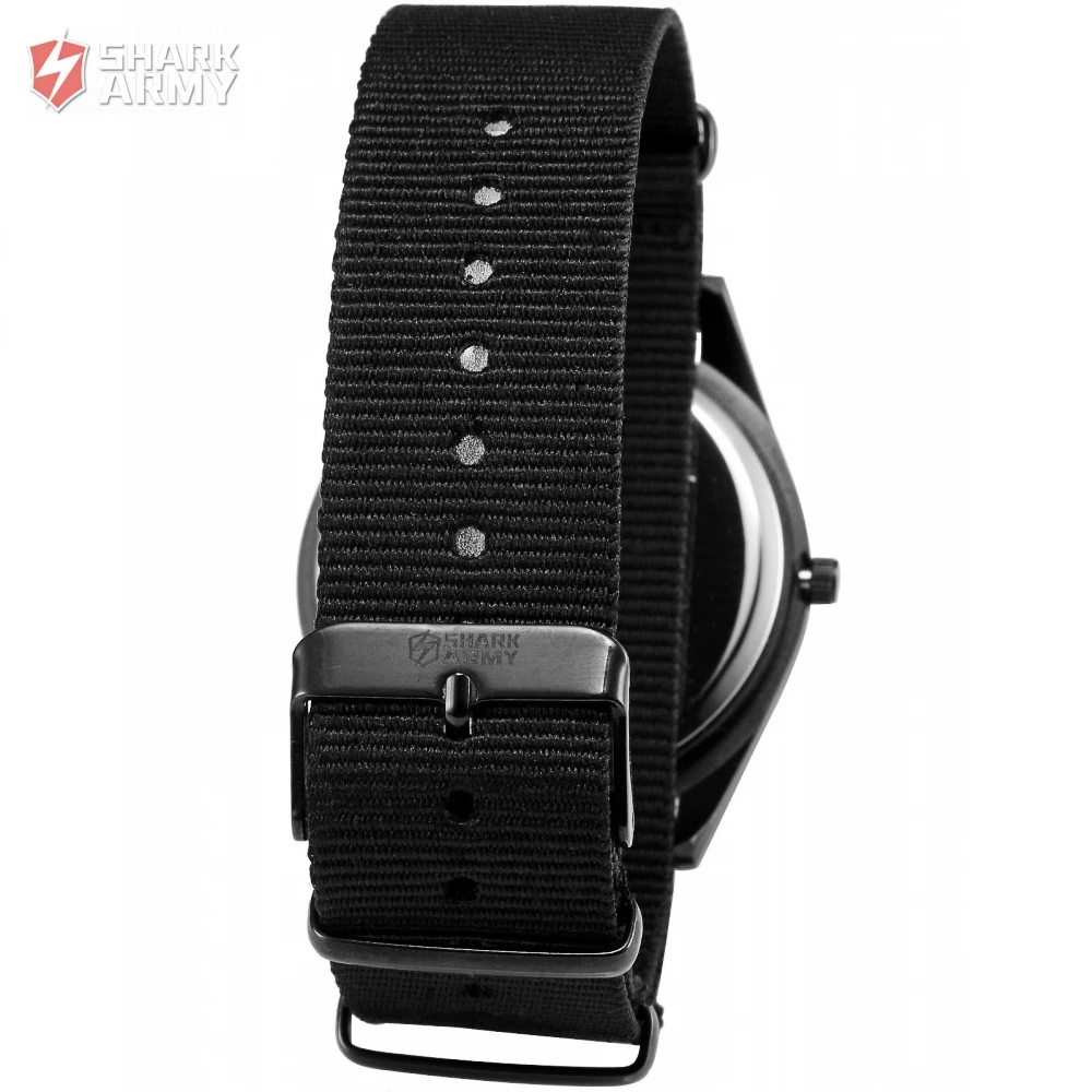 SHARK ARMY Black Steel Ultra Thin Case Luminous Men Nylon Fabric Band Quartz Wrist Watch Military Relogio Masculino Gift /SAW036