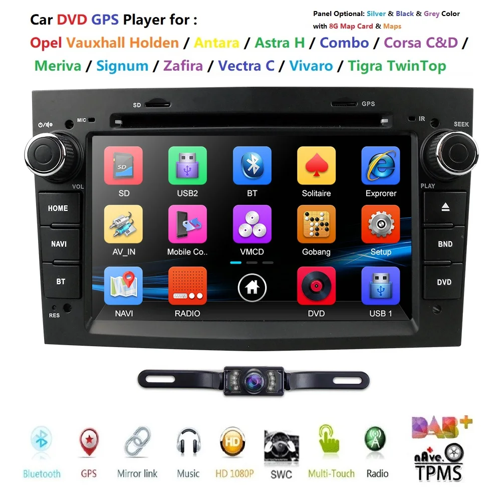Sale 2 din Car DVD Stereo for Vauxhall Opel Astra H G Vectra Antara Zafira Corsa DVD GPS Navi Radio 3 color steering wheel RDS Camera 1