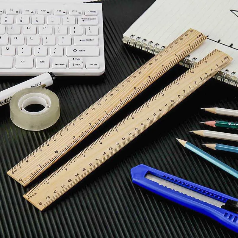 

High Quality 15cm 20cm 30cm Wooden Ruler Metric Rule Precision Double Sided Measuring Tool Learning office Stationery