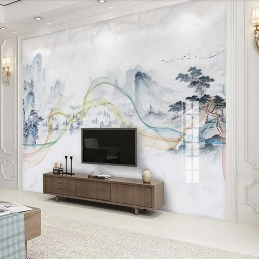 Modern Abstract Stripe Line Marble Contact Paper Murals Paper 3d