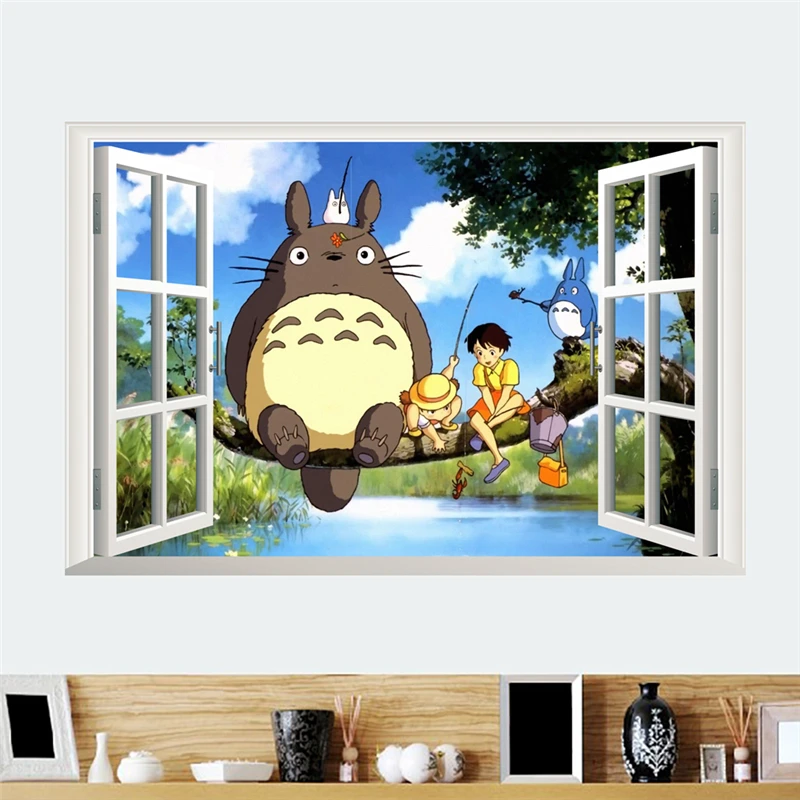 Wall Stickers Decoration Window Sticker 3d Art Totoro Sticker Mural