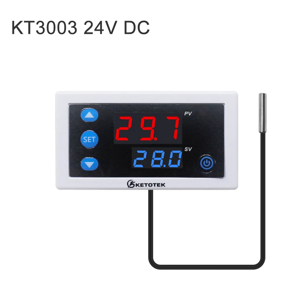 W3230 DC 12V 24V 110 V-220 V AC цифровой регулятор температуры светодиодный дисплей термостат с прибором управления обогревом/охлаждением - Цвет: KT3003 24V DC