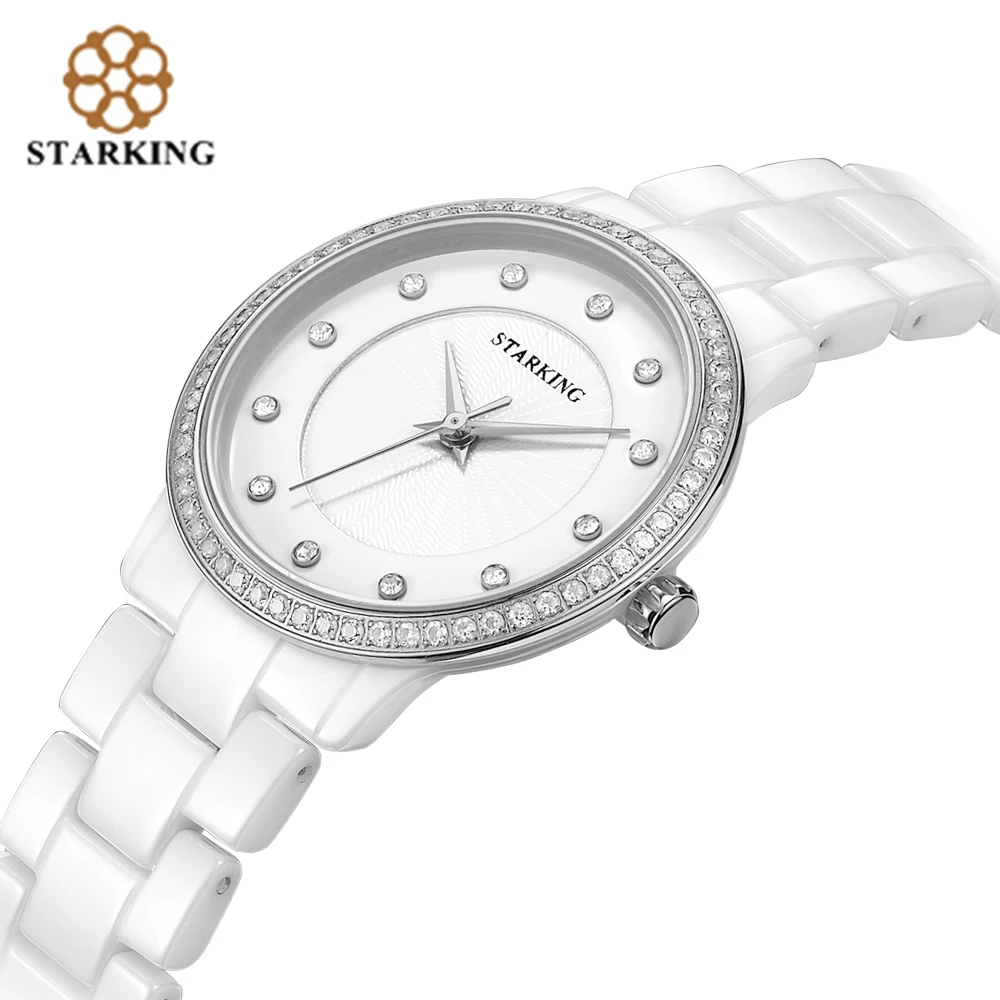 STARKING Official Women Ceramic Wrist Watch Geneva Ladies Diamond Rhinestone Quartz Watches Rose Gold Bracelet Watches Relogio STARKING Official Women Ceramic Wrist Watch Geneva Ladies Diamond Rhinestone Quartz Watches Rose Gold Bracelet Watches Relogio