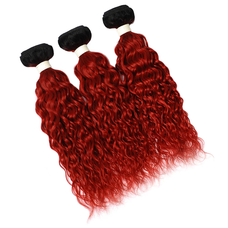С блестящими звездами; комплект из подходящих красный эффектом деграде(переход от темного к бразильские пряди наращивание волос локоны волнистые пучки Цветной человеческих волос Плетение 10-26 дюймов 1/3/4 волосы Remy