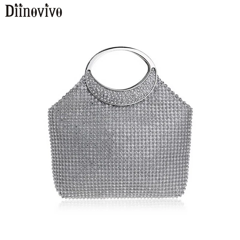 

DIINOVIVO Rhinestones Evening Bag Day Clutch Crystal Chain Small Handbag Ladies Wedding Purse Bags For Wedding Party WHDV1125