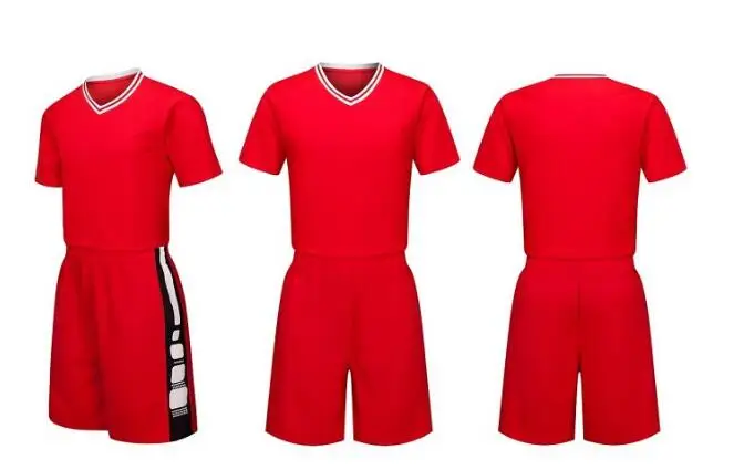 Мужская/Детская баскетбольная форма с коротким рукавом костюм, форма баскетбольной команды на заказ, Детская баскетбольная Джерси, дышащая, быстросохнущая - Цвет: Красный
