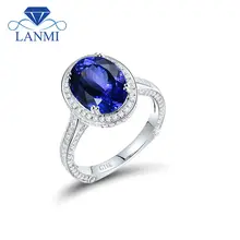 Luxury 18K White Gold Tanzanite Ring Oval 7x9mm For Wife Gift Good Quality Gemstone Fine Jewelry Luxury Diamond YWR0054