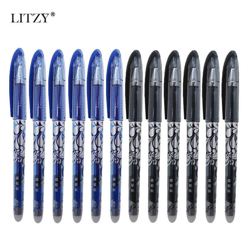

Erasable Pen 12Pcs/Set Office Gel Pen 0.5mm Rod Magic Erasable Refill Blue/Black Ink School Stationery Writing Tool Gift