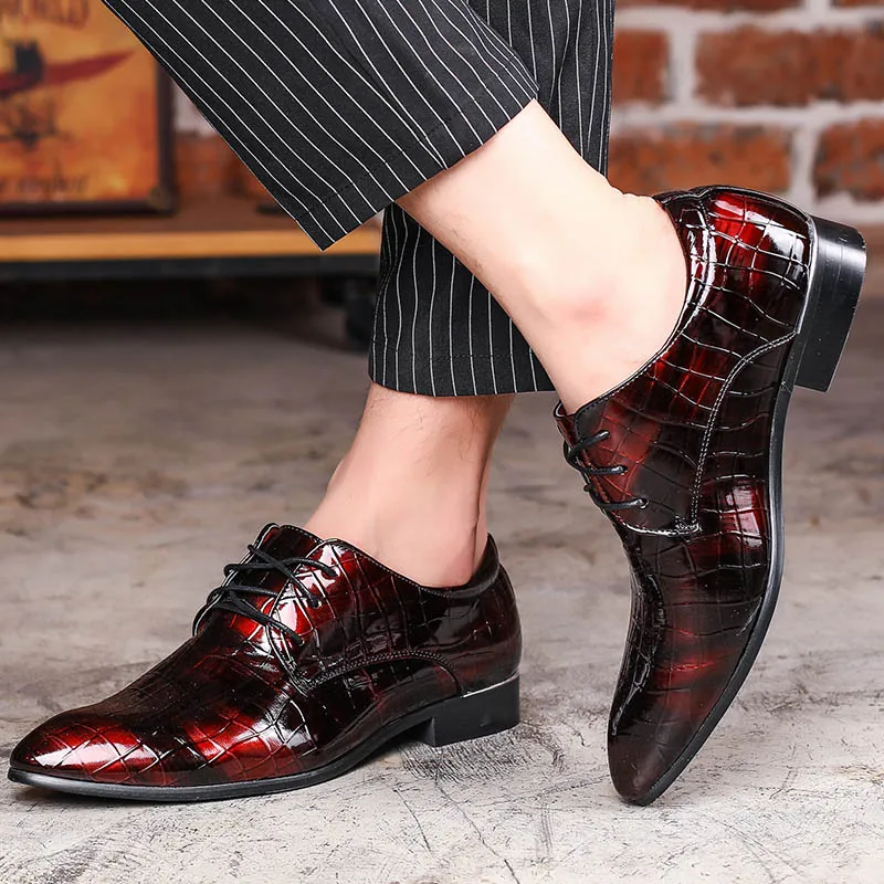 Misalwa/Новинка; официальная Мужская обувь; коллекция года; сезон осень; красные кожаные деловые свадебные туфли оксфорды размера плюс; Zapatos; Прямая поставка - Цвет: Red