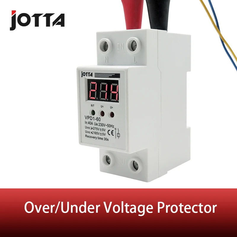 

60A 220V automatic reconnect over voltage and under voltage protection protective device relay with Voltmeter voltage monitor