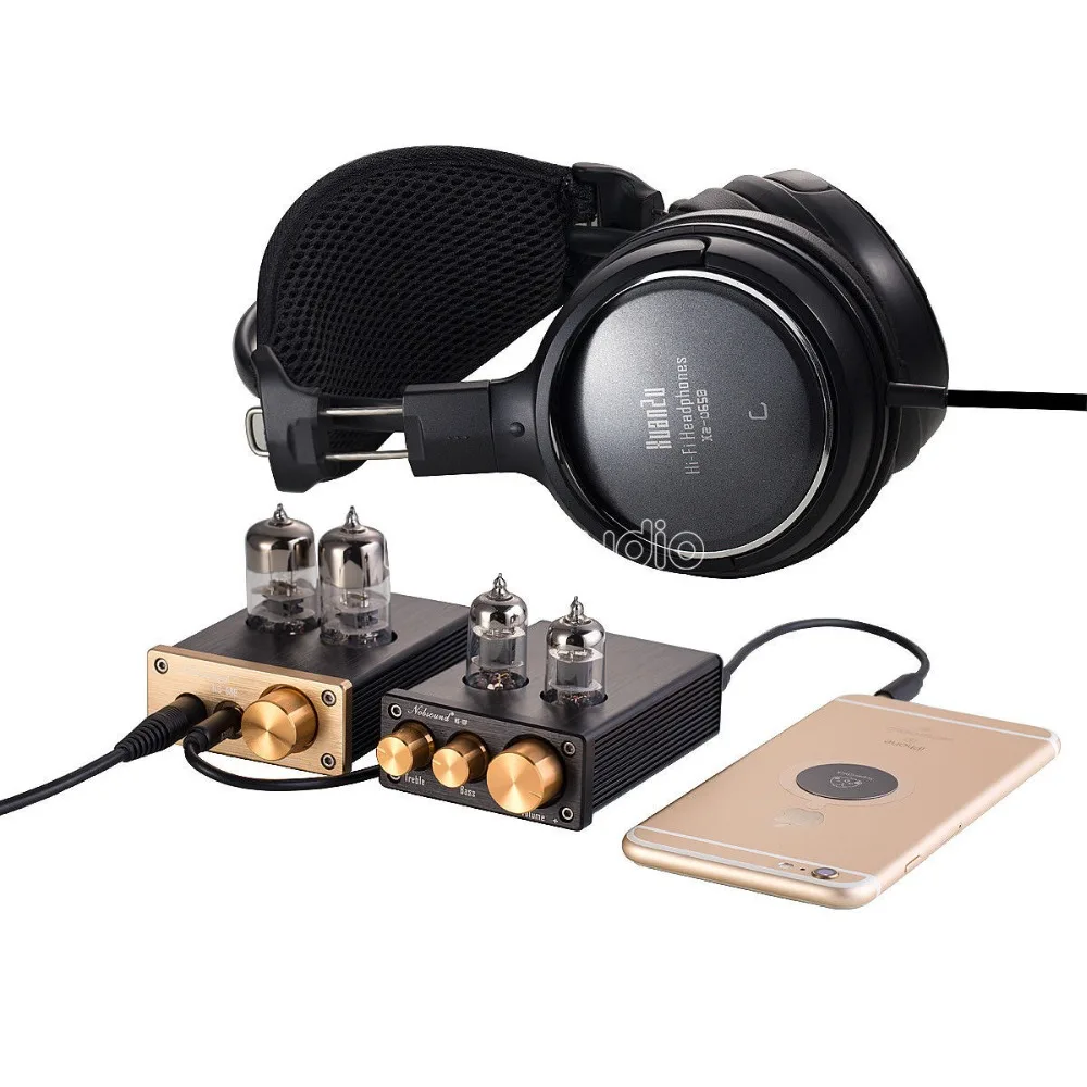 6J1 Válvula, pré-amplificador com agudos e baixo Tom Control, Preto Audiophile