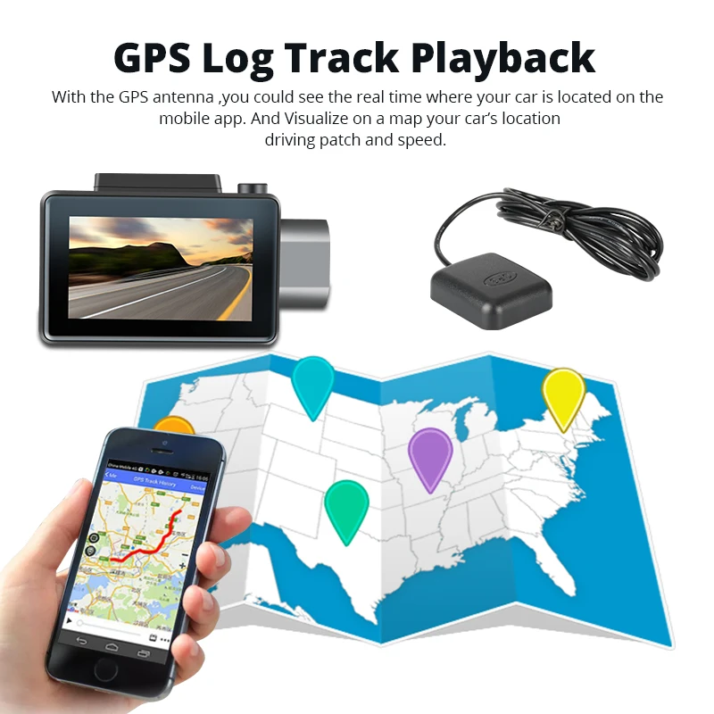 Видеорегистратор 3G на Android 5 0 3 дюйма 2 5D IPS HD 1080P встроенный GPS Wi