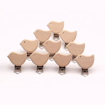 

5 Style 2PCS Arrival Lovely Wooden Pacifier Clip Natural Beech Wood Baby Pacifier Clips Dummy Clips DIY Pacifier Chain Accessory