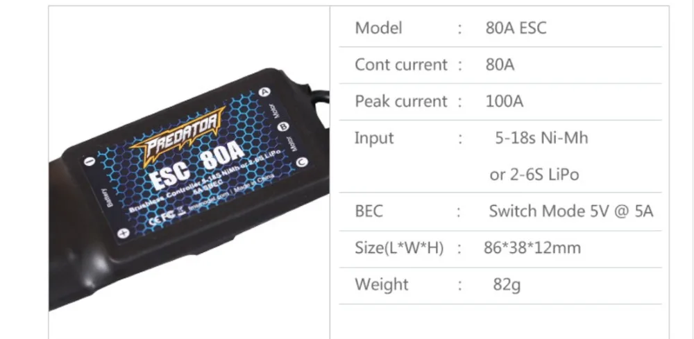 FMS ESC контроль скорости брушелесс 6A 12A 20A 40A 50A 60A 80A 85A 100A 130A Хищник RC модель самолета Avion запчасти