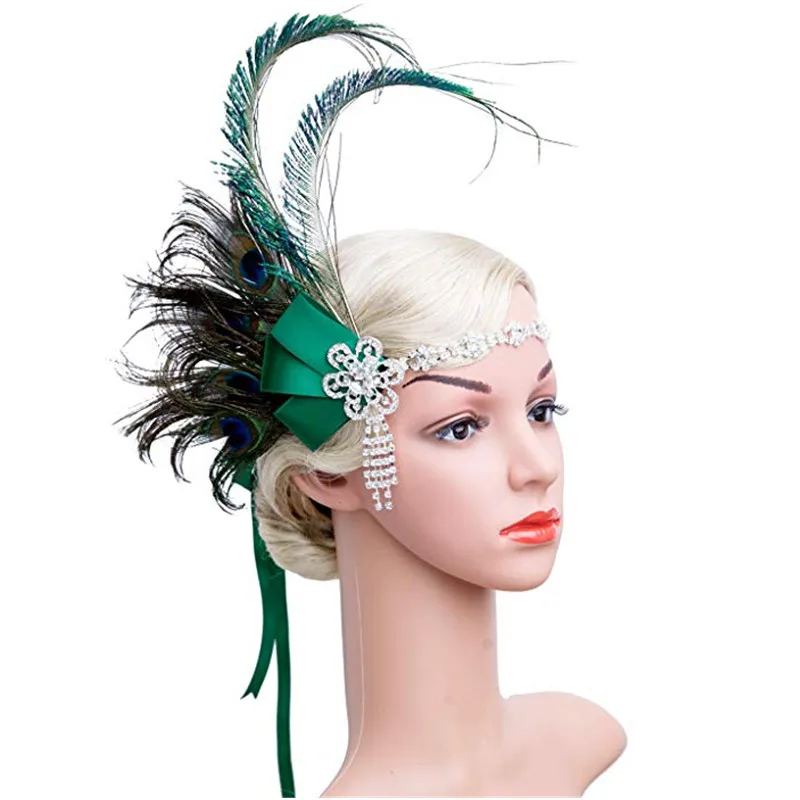 

Feather headband Women's party accessory great GATSBY headpiece 2019 New Fashion crystal headwear