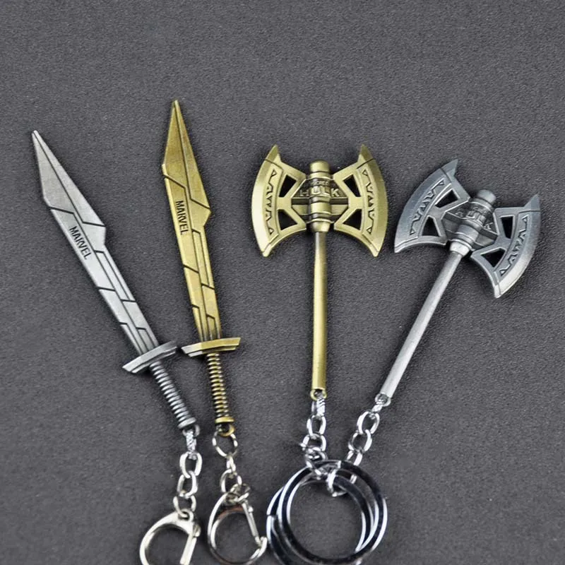 

2019 HotNewly Released mMvie Thor: Thor Double Blade Hulk Axe Key Chain Metal Alloy Key Chain Pendant Key Ring Gift