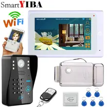 SmartYIBA 7 polegada com fio/Sem Fio wi-fi em casa wi-fi Monitor de telefone Video Da Porta Campainha Da Porta de Vídeo Sistema de interfone interfone + trava elétrica