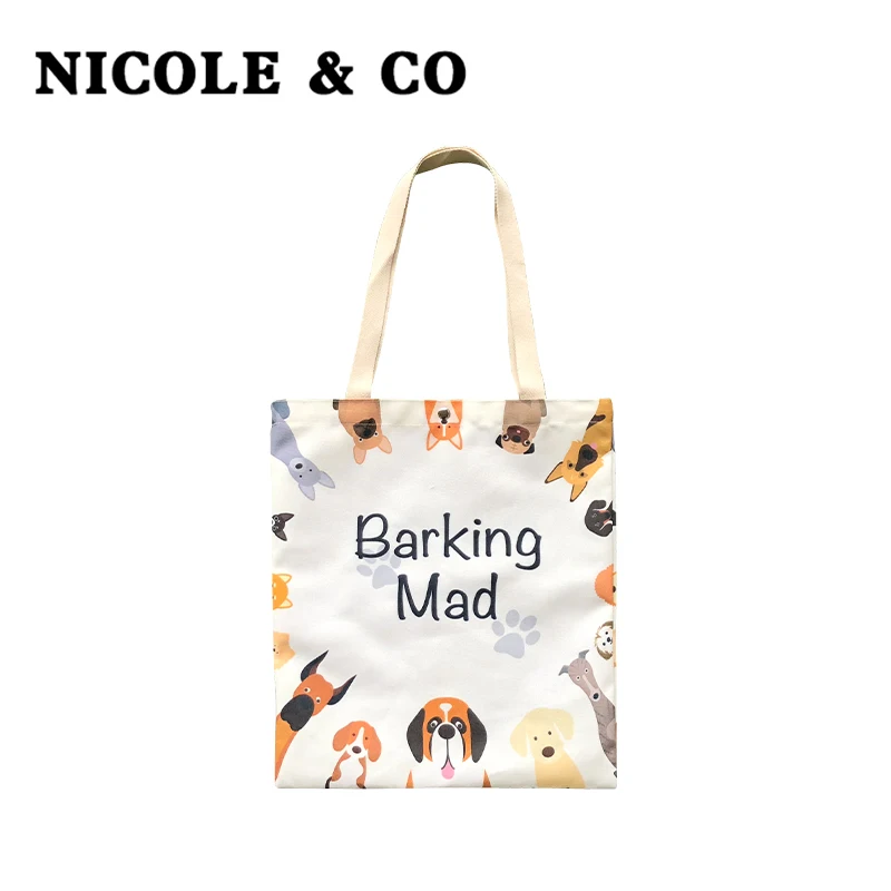 

NICOLE & CO Canvas Beach Bag Original Design Casual Tote Shoulder Bag Female Environmental Protection Shopping Bag