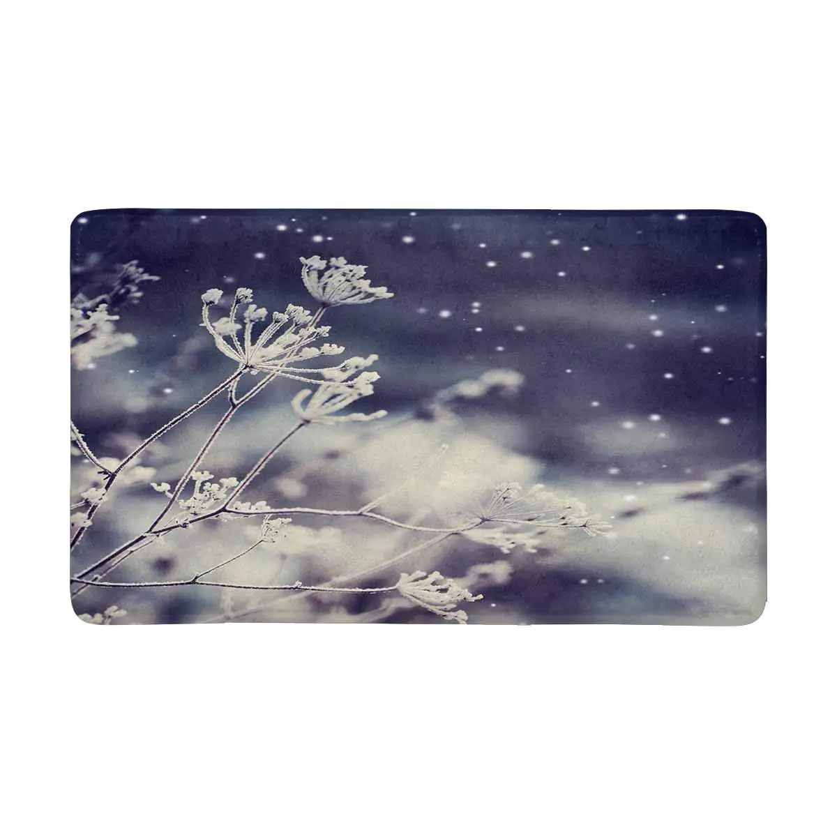 Зимний пейзаж сцена замороженный цветок Противоскользящий дверной коврик Домашний Декор внутренний входной коврик