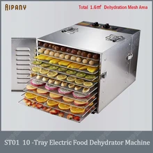 ST01 10-tray electric food dehydrator machine fruit vegetable meat drying machine stainless steel# 304 snack food dryer 10 layer fruit drying machine stainless steel 800w vegetable beef drying sausage food drying machine