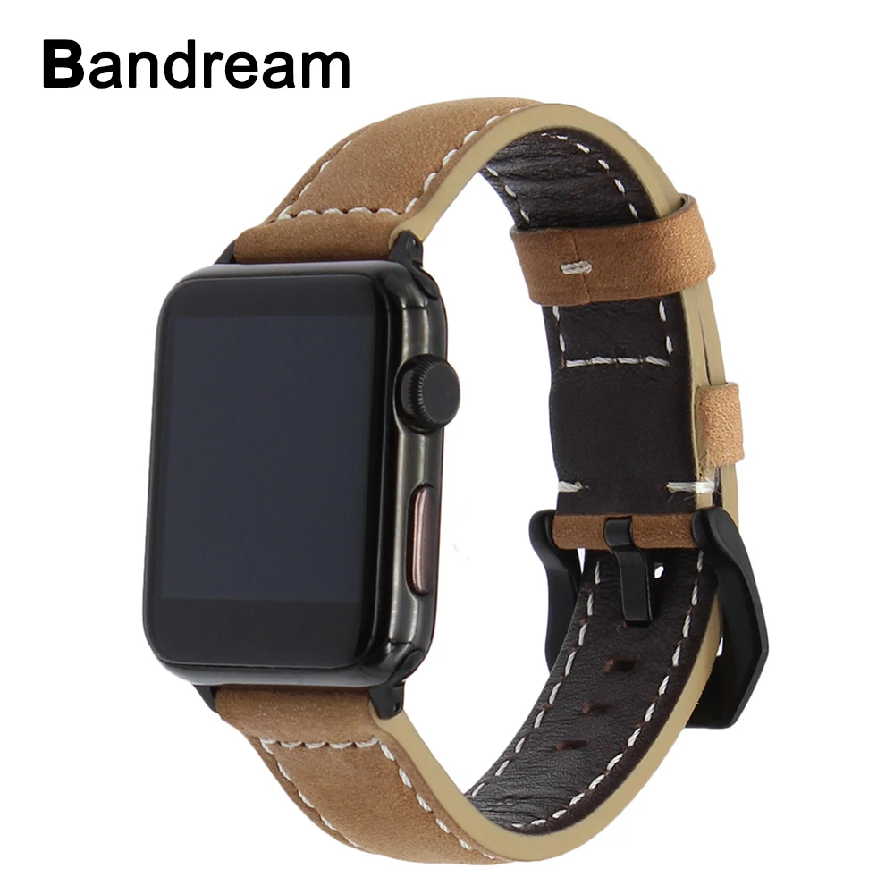 Ремешок из натуральной телячьей кожи для iWatch Apple Watch 38 мм 42 Series 1 2 3 спортивный