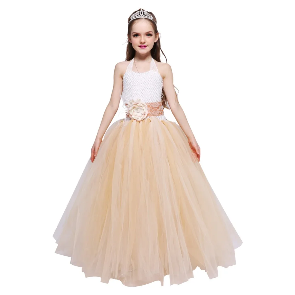 

Elegant Summer Girl Lace Dress Long Tulle Teen Girl Party Dresses for Girls Ankle Length Sleeveless Flower Girl Dress Vestido 12