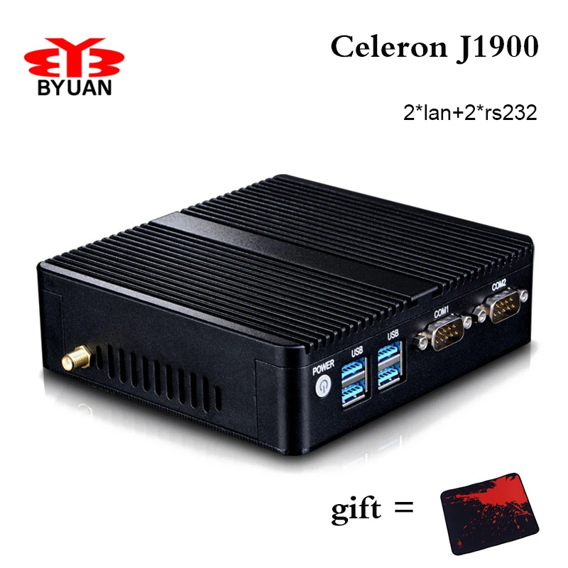 2017 Newest Industrial Computer mini pc j1900 2*LAN 2*COM Black metal case Quad Core Support Win 7 8.1 10 linux mini pc dual lan