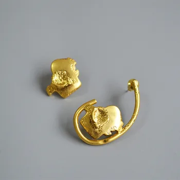

European and American niche original design retro brass personality cute elephant asymmetrical earrings female