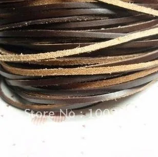 

Free shipping!! 3 MM Brown high-grade flat leather string/cowhide rope/necklace cord(brown)