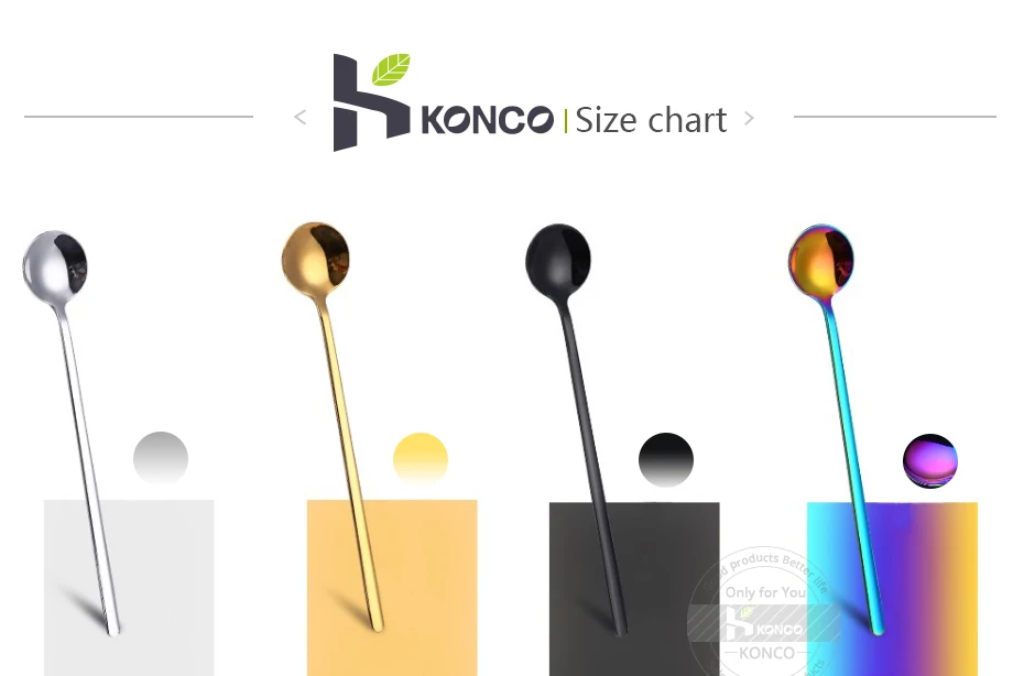 KONCO Ice Tea Spoon Coffee Scoop Mixing Ice Cream Spoon Stainless Steel Cocktail Stirring Bar Accessoriess